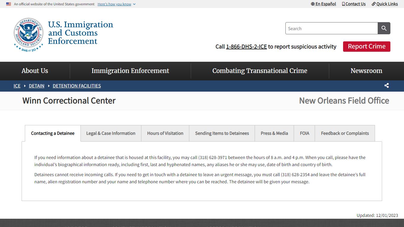 Winn Correctional Center | ICE